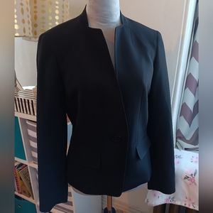Black Jones Studio One Button Blazer Faux Pockets